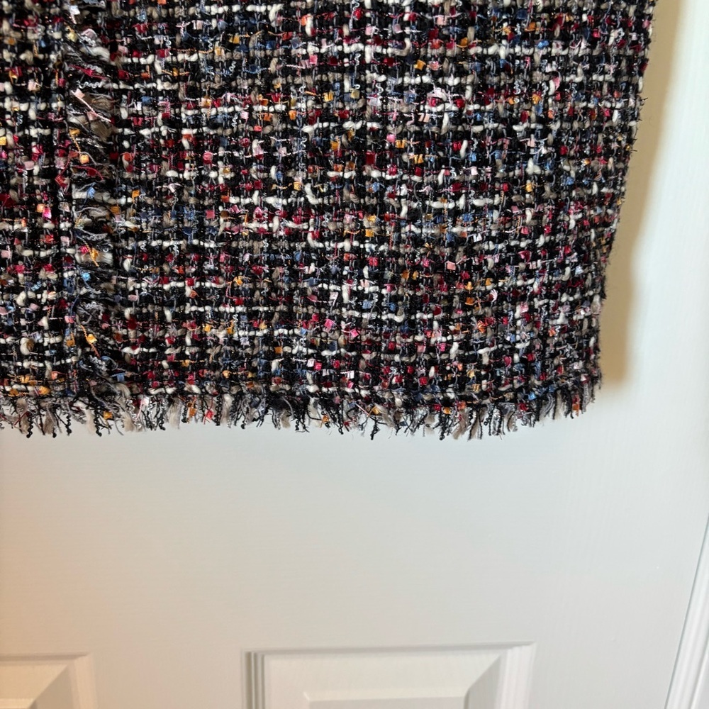 Talbots Fringed Festive Tweed Sheath Dress Sleeveless Multicolor 16P Petite - Picture 7 of 10
